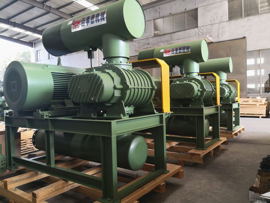 0.8 Bar 132kw 10" 850-1500 Rpm 71.52-116.5m3/Min Tri Lobe Roots Blower เครื่องพัดลม