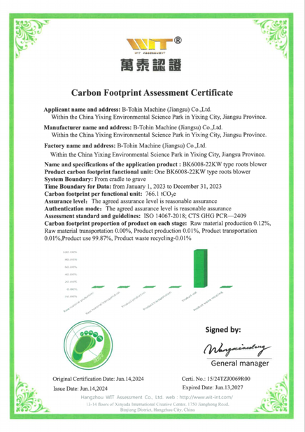 จีน B-Tohin Machine (Jiangsu) Co., Ltd. รับรอง